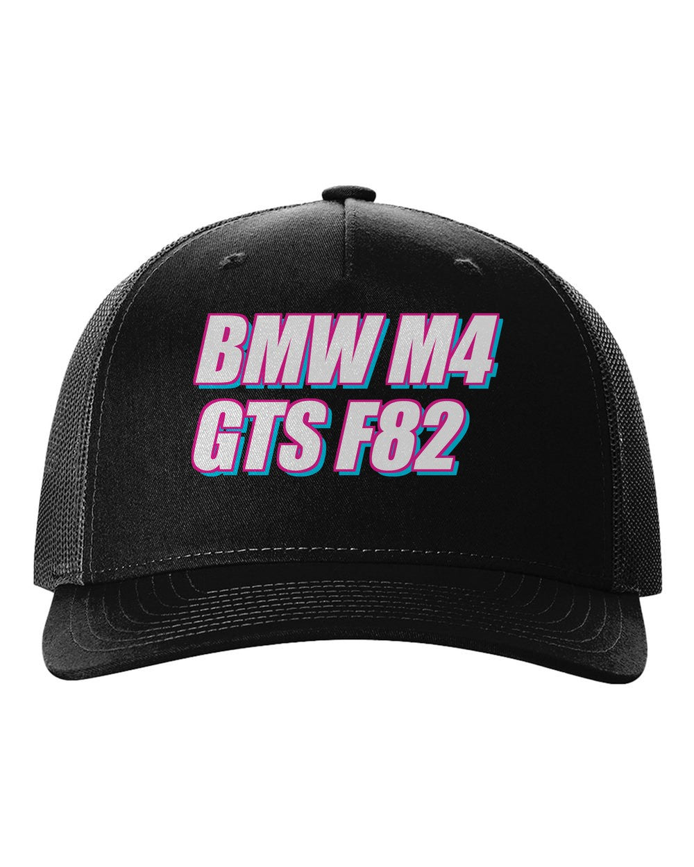 black hat front view with car name