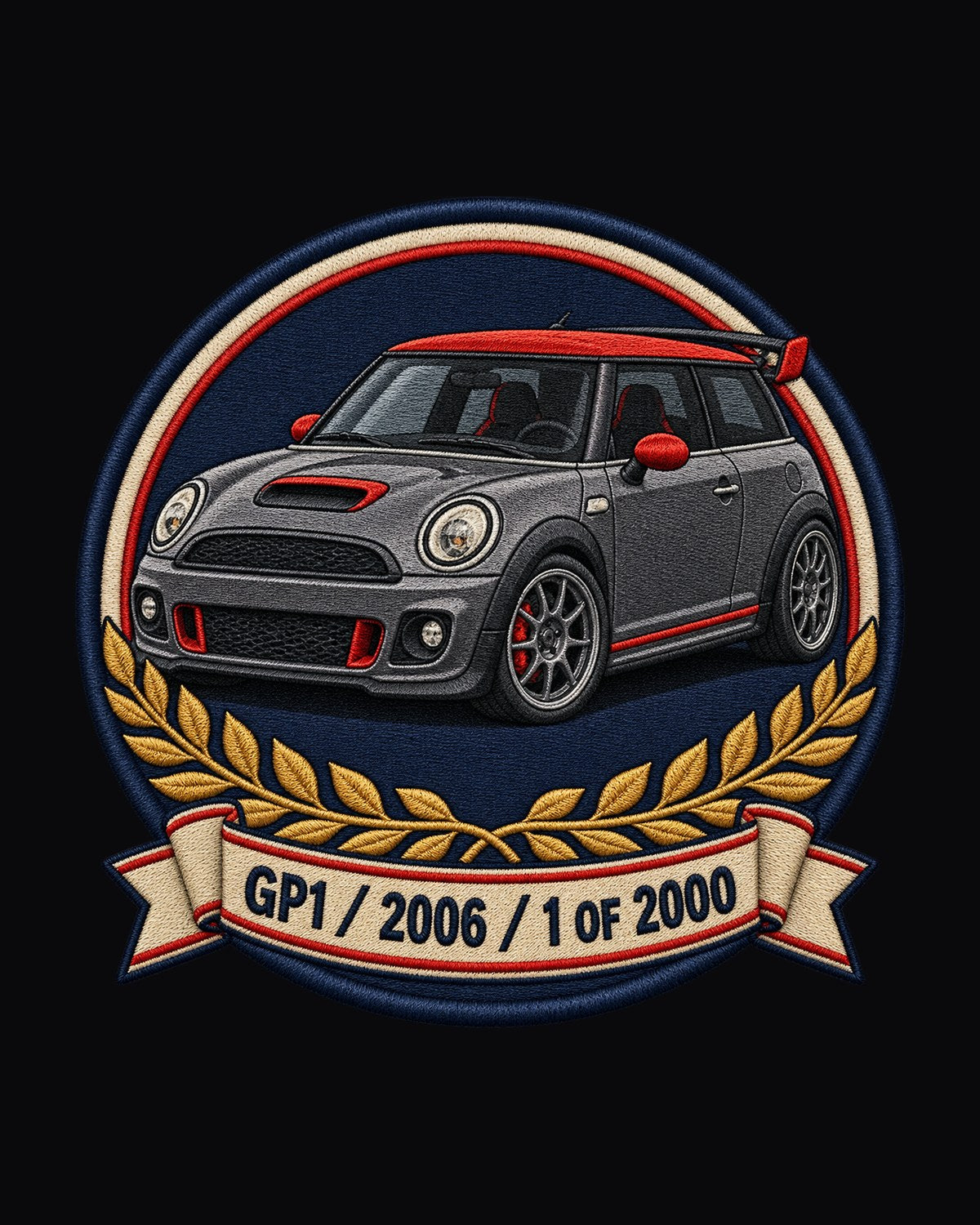 Mini Cooper GP1 R53 Numbered Run Varsity Crest Shirt design only