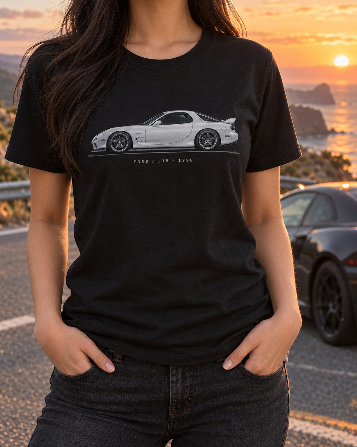 Mazda FD3S RX-7 Twin Turbo 1991 Varsity Crest Shirt T-Shirt Black worn hero