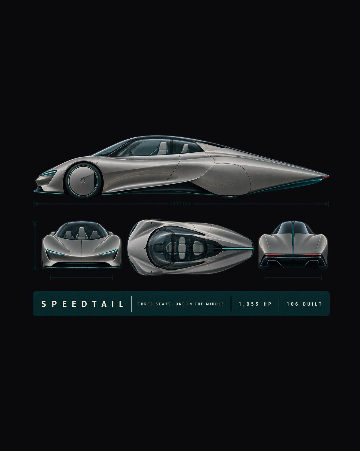 Speedtail Length Blueprint print Shirt, McLaren Gift design only
