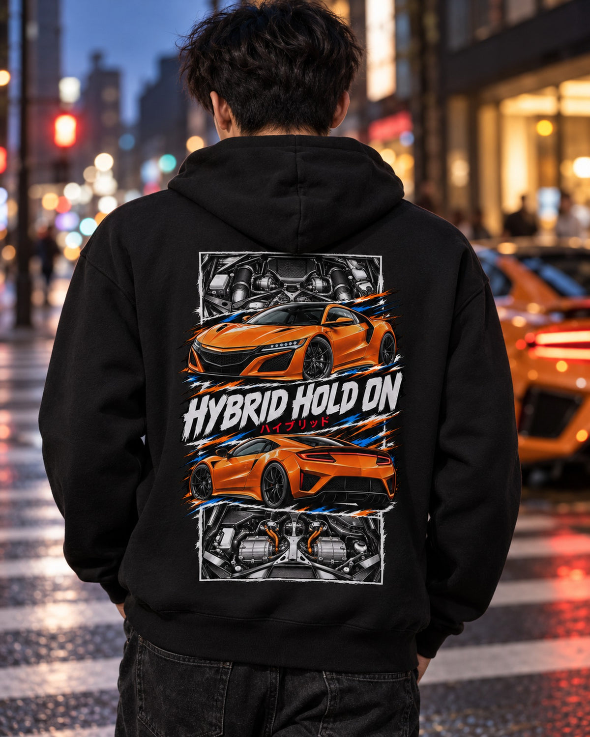 Acura NSX Nc1 Torn Poster Full-Back Graphic Tee Pull Over Hoodie Black worn hero