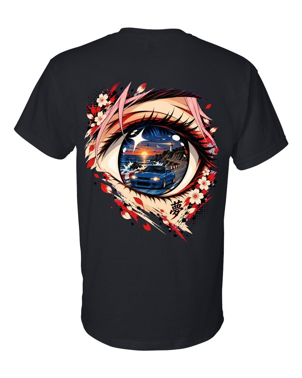 Subaru BRZ Anime Girl T-Shirt Black back
