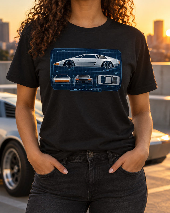 Hyundai N Vision 74 Blueprint Wedge Shirt, 2022 Concept Car T-Shirt Black worn hero
