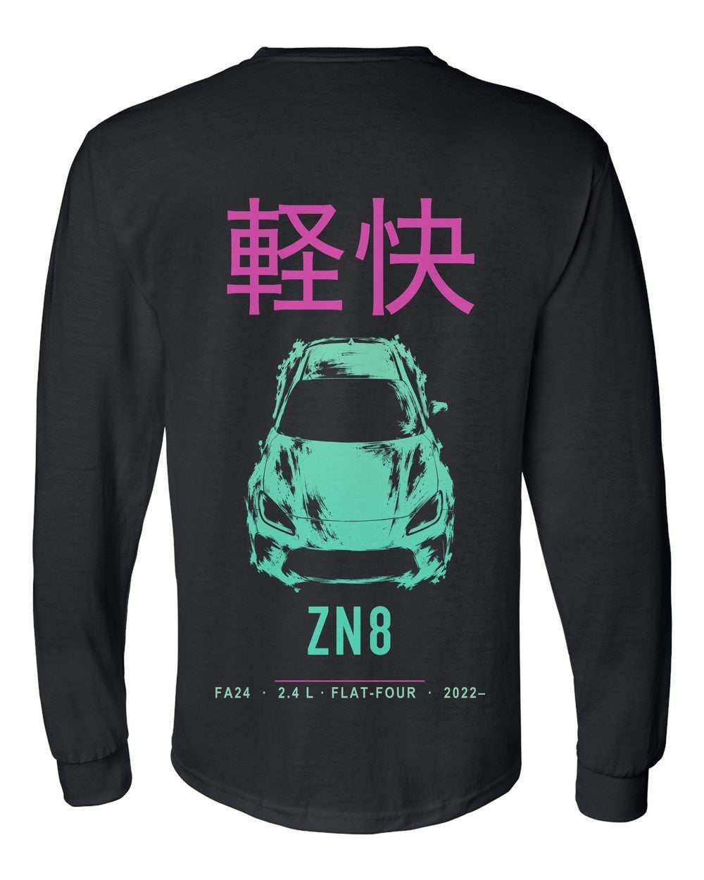 ZN8 full-back artwork black long sleeve back view with the design