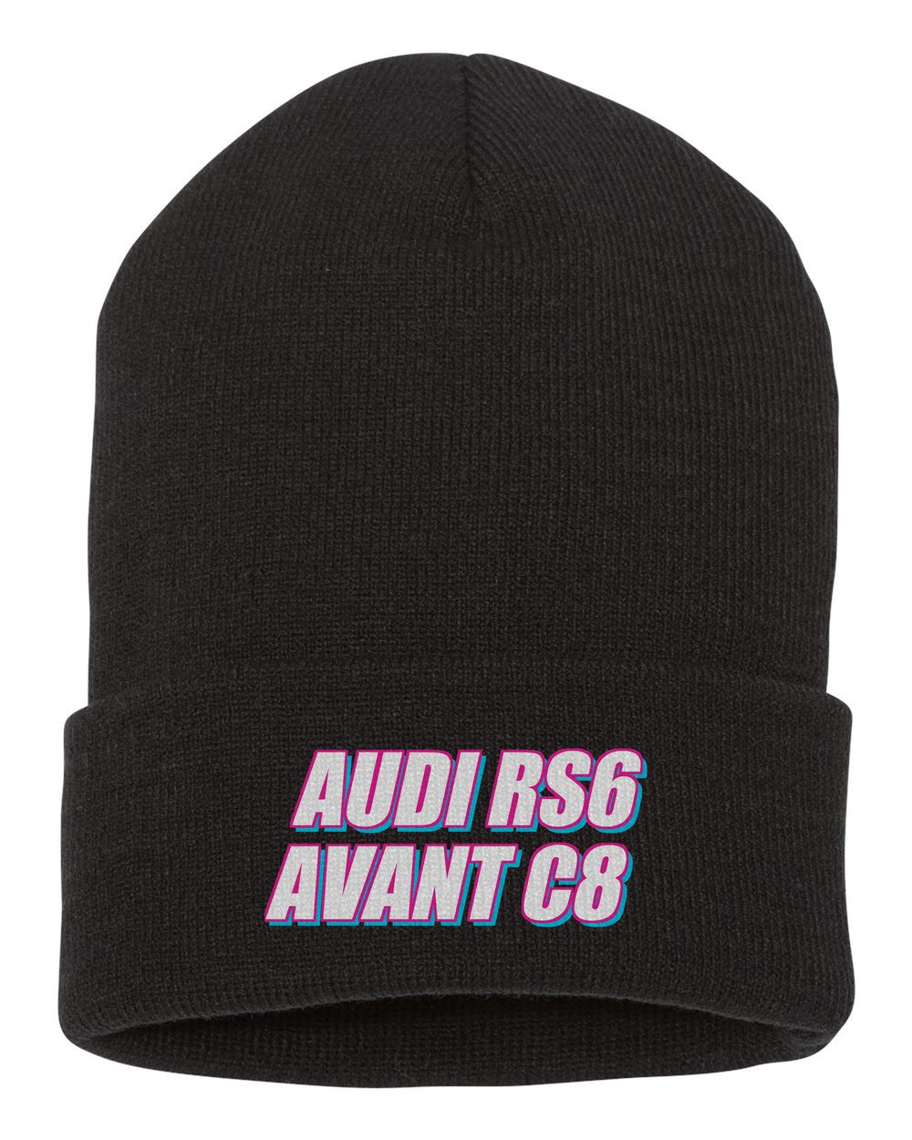 Audi Rs6 Avant C8 black beanie front view with car name