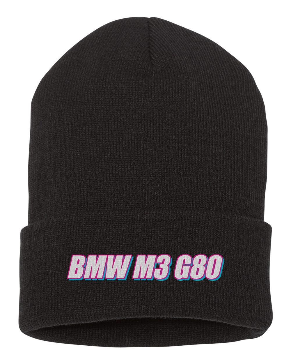 Bmw M3 G80 black beanie front view with car name