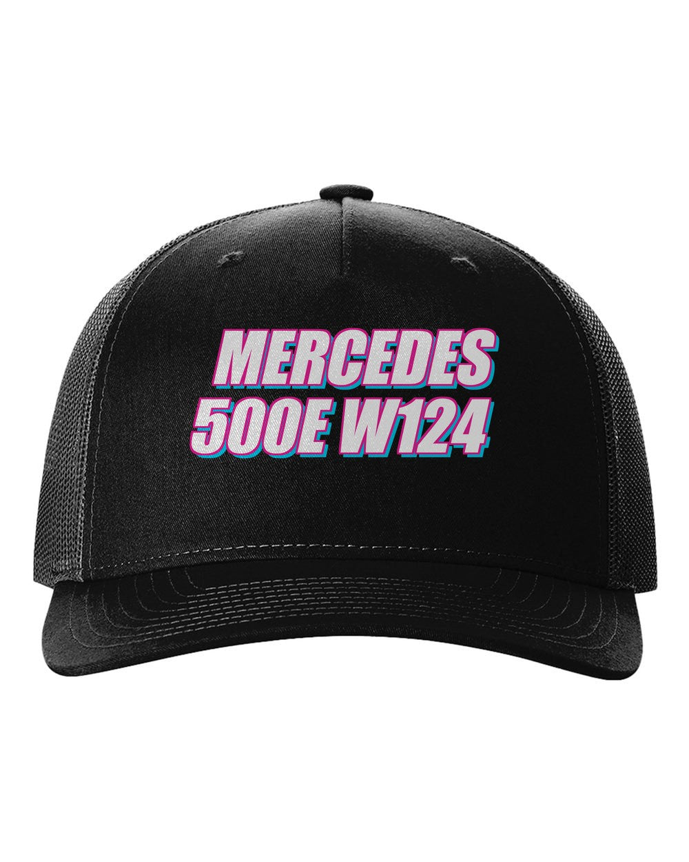 black hat front view with car name