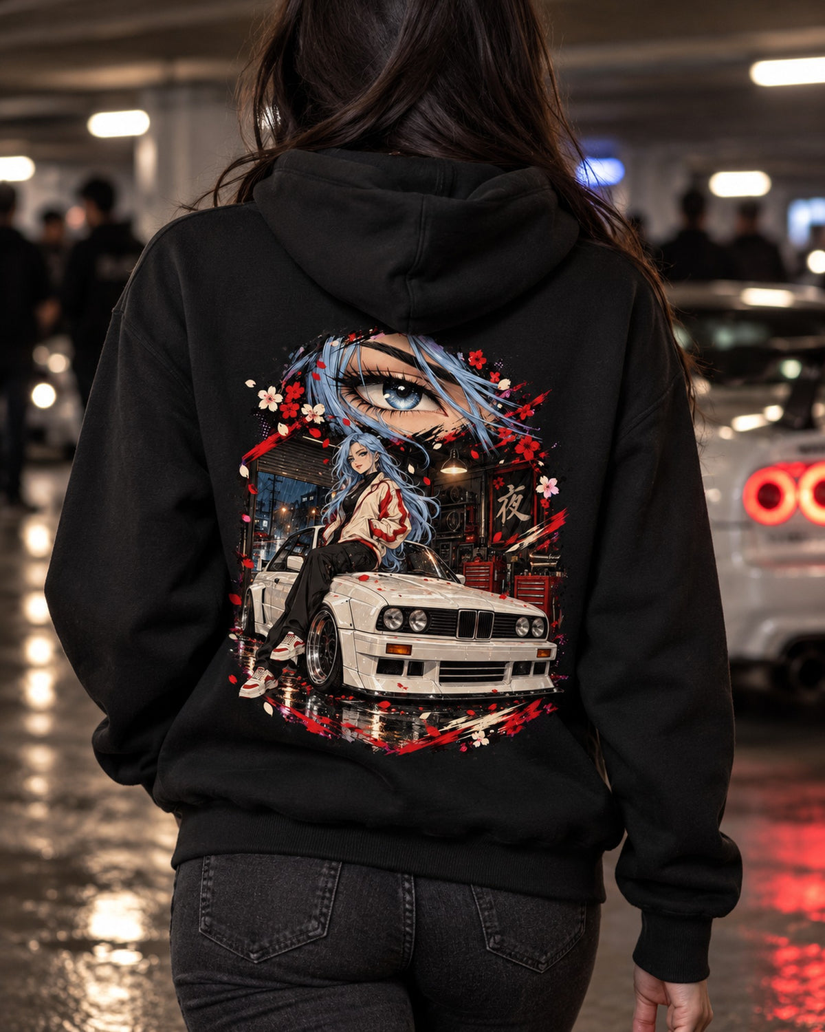 BMW M3 E30 Anime Girl Shirt, Hoodie & More Pull Over Hoodie Black worn hero