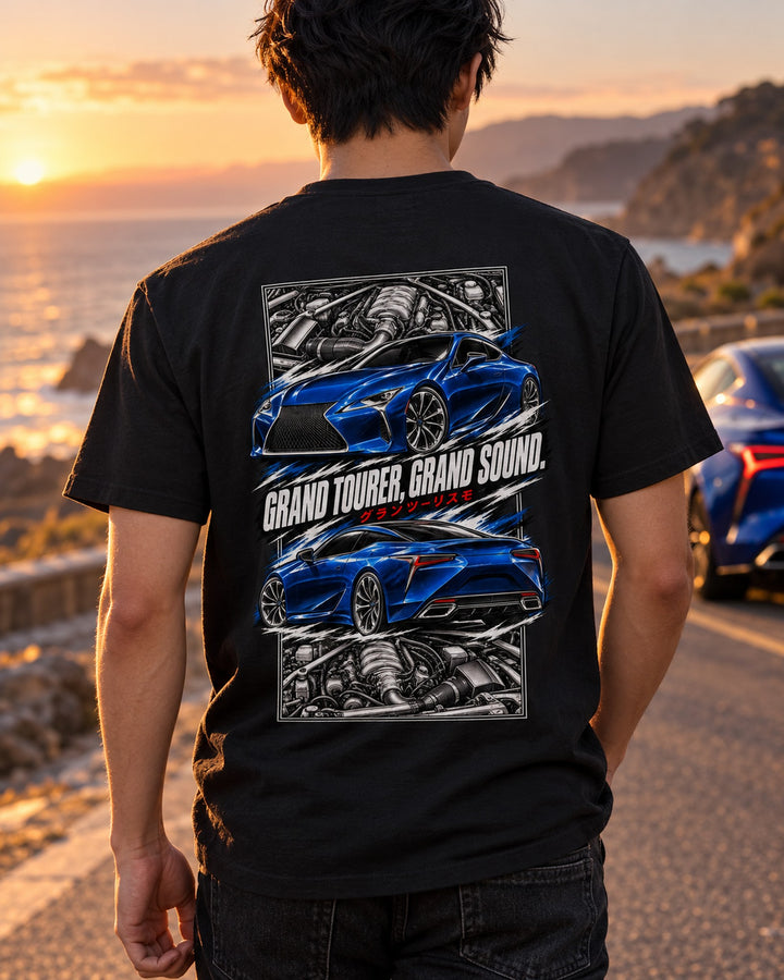 Lexus Lc 500 Torn Poster Full-Back Graphic Tee T-Shirt Black worn hero