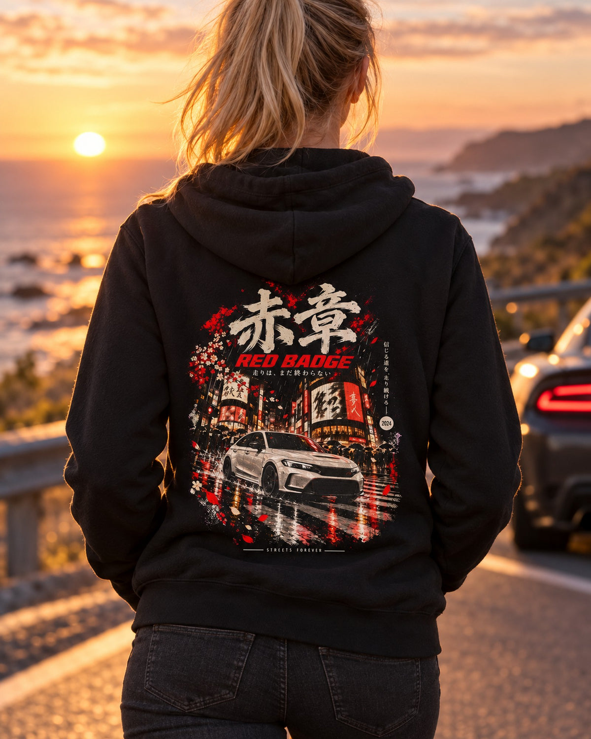 Honda Civic Type R FL5 Red Badge Shirt, Hoodie & More Zip Hoodie Black worn hero