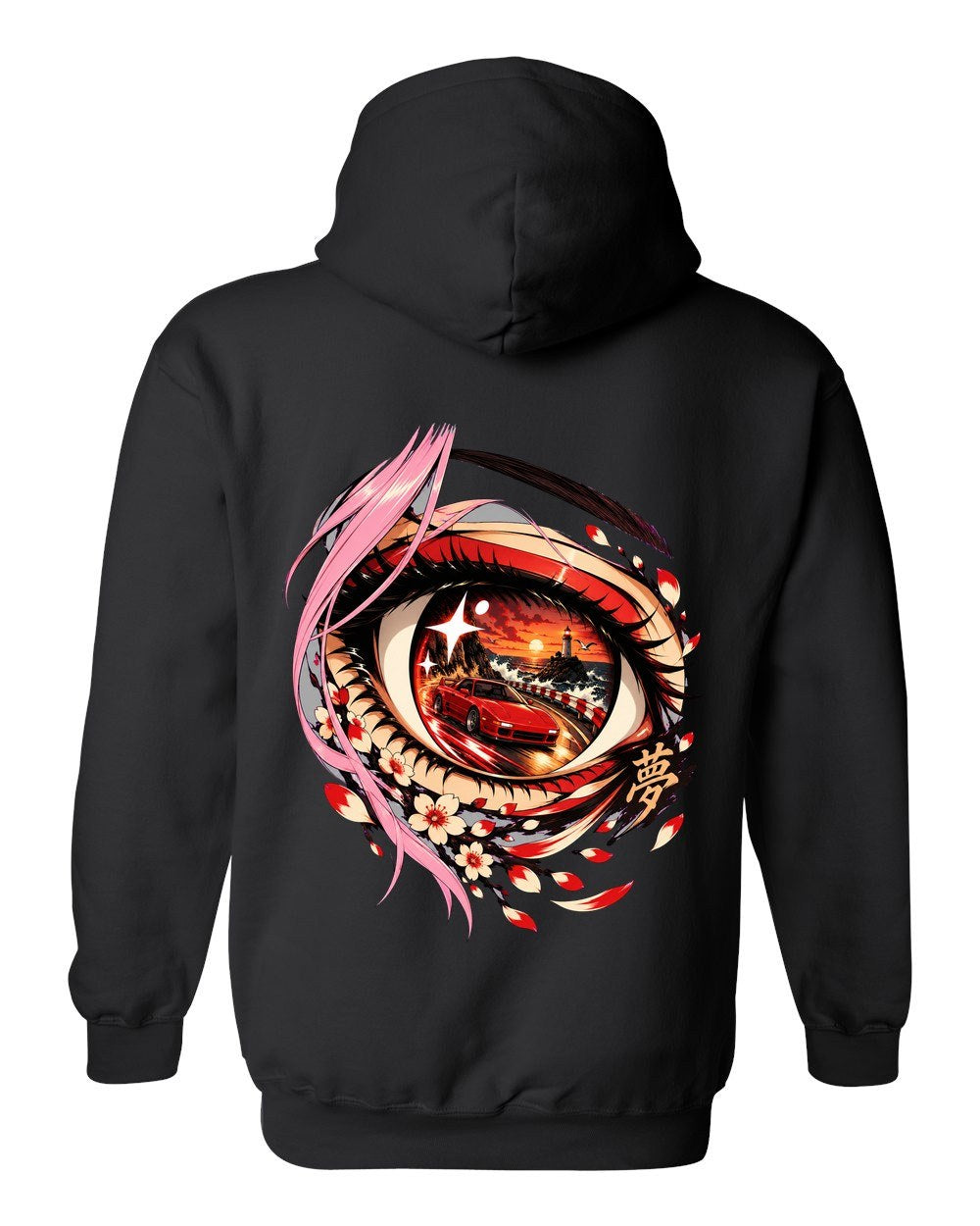 Toyota MR2 SW20 Anime Girl Pull Over Hoodie Black back