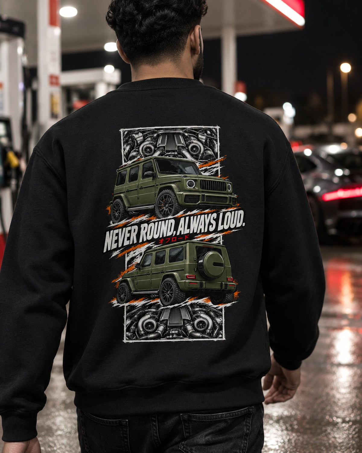 Mercedes-AMG G63 Torn Poster Full-Back Graphic Tee Crewneck Black worn hero