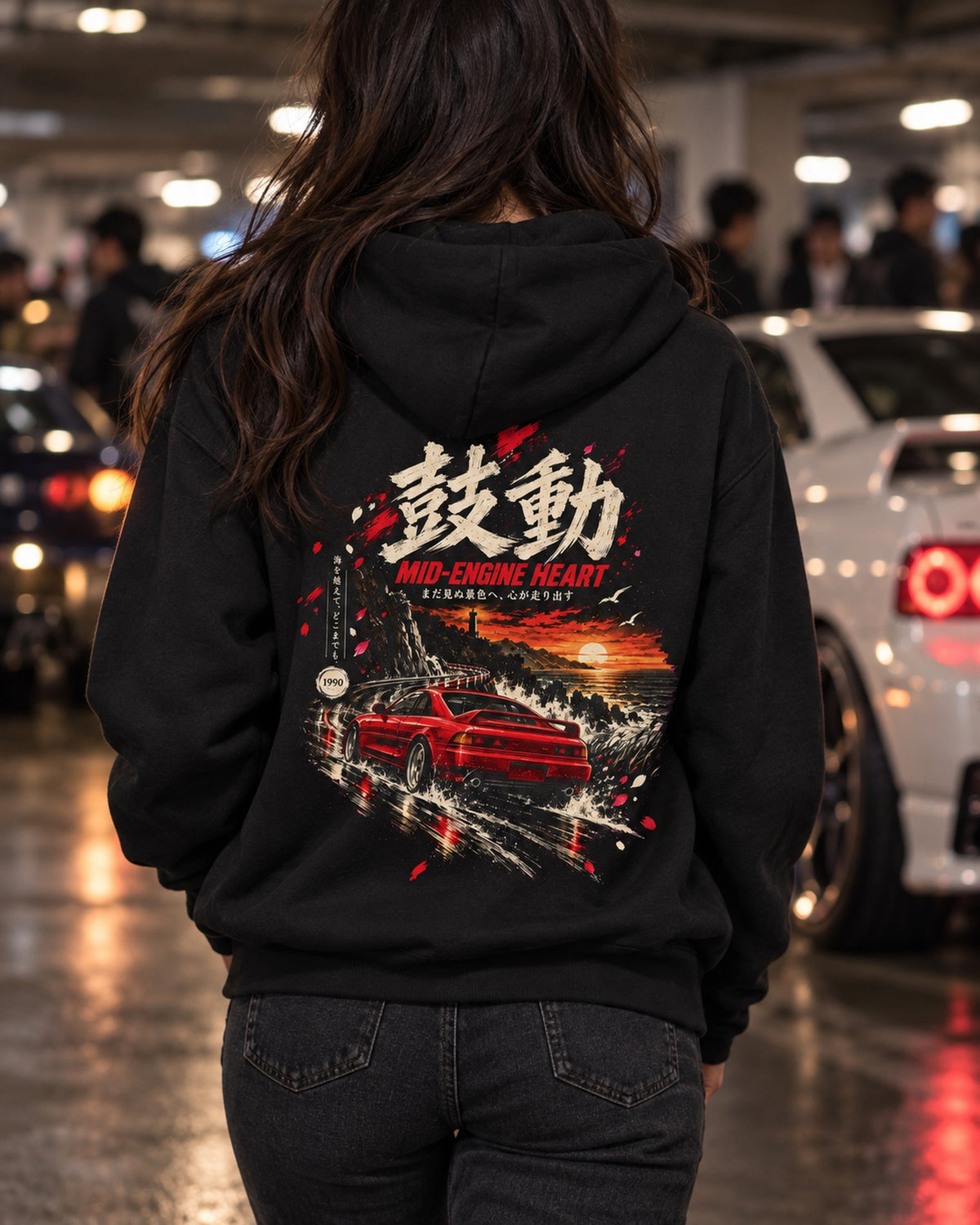 Toyota MR2 SW20 Mid-Engine Heart Shirt, Hoodie & More Pull Over Hoodie Black worn hero