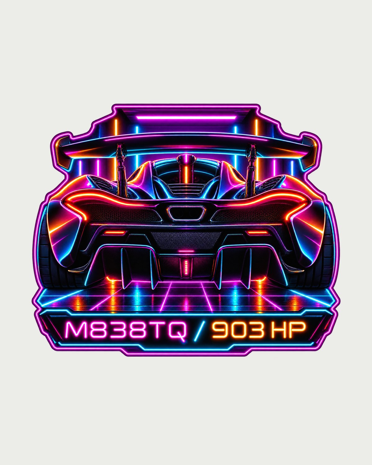 McLaren P1 Synthwave Neon Shirt, M838TQ Hybrid V8 design only