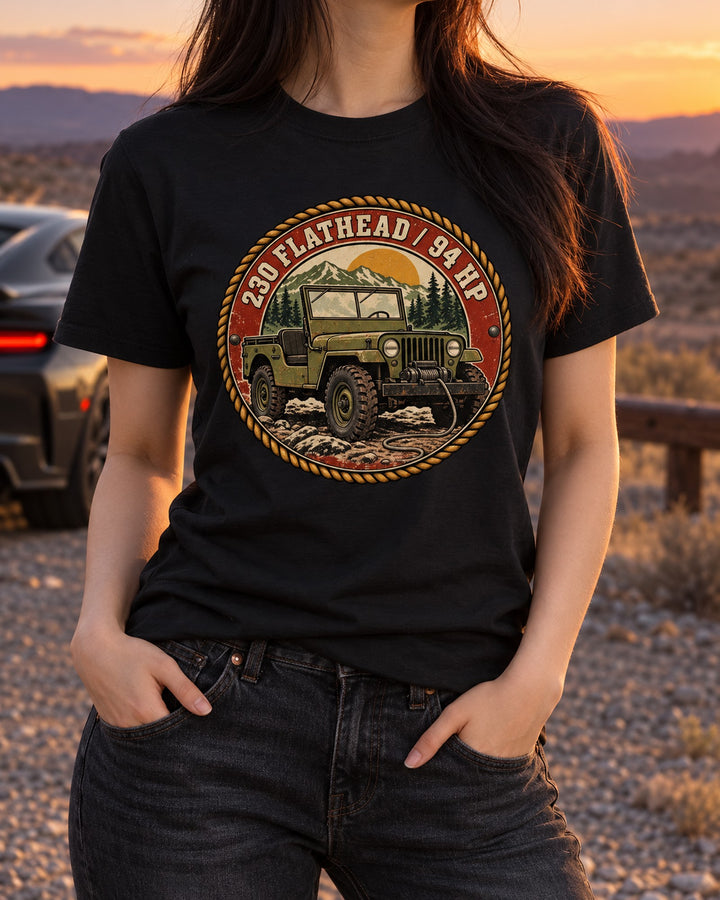1946 Dodge Power Wagon WM300 Stamped Badge Workwear Shirt T-Shirt Black worn hero