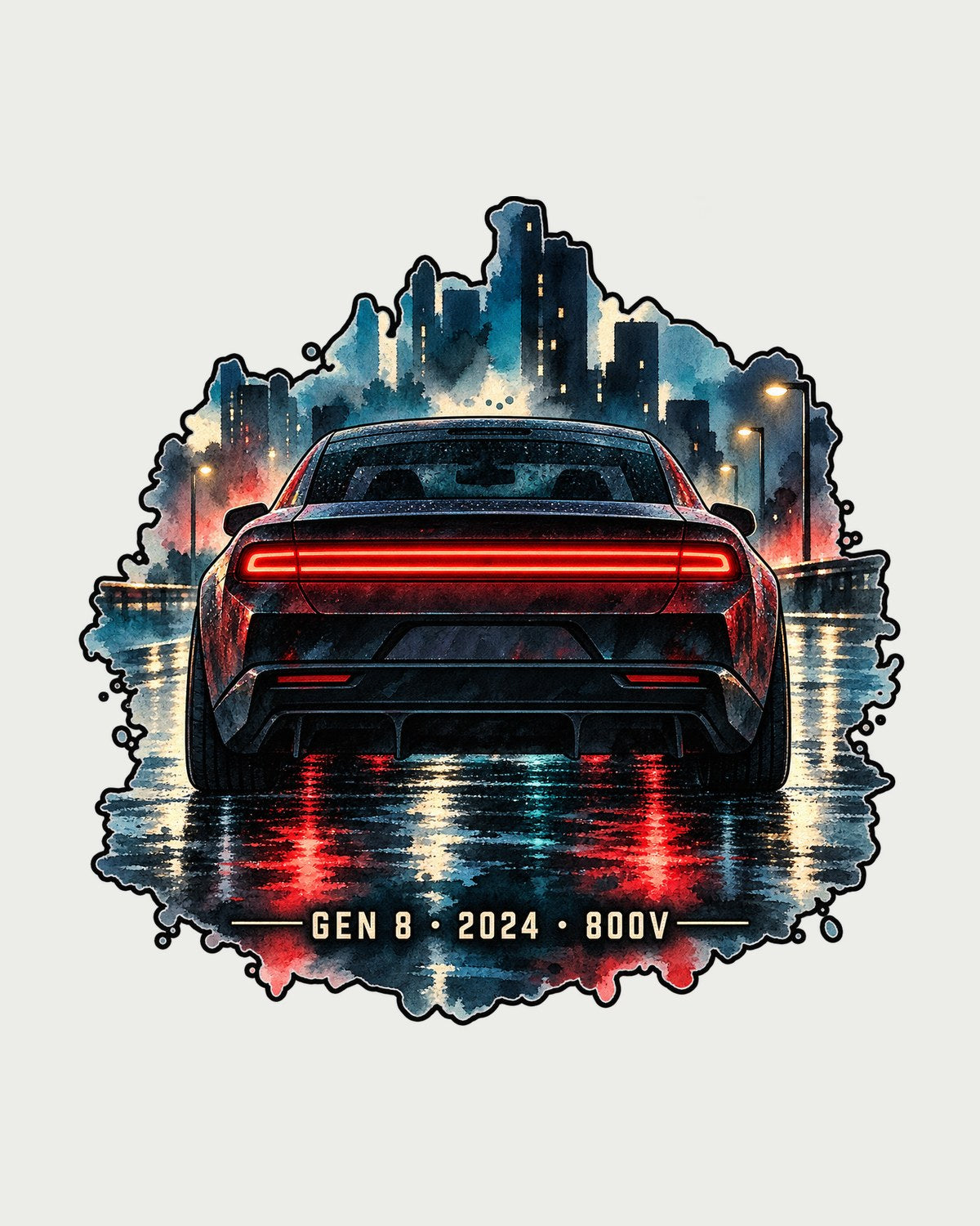 2024 Charger Daytona EV Wet Road Watercolour Shirt, Gen 8 design only