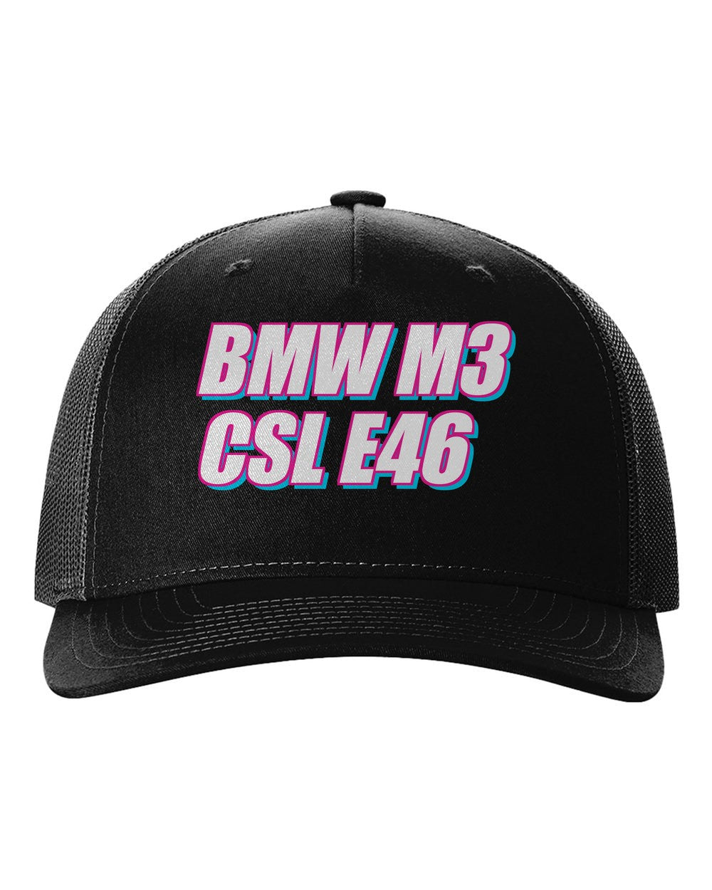 black hat front view with car name