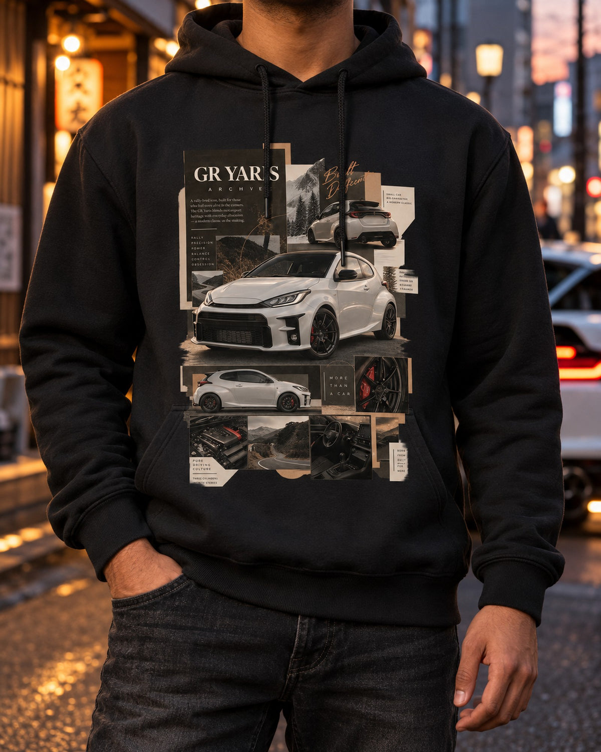 Toyota GR Yaris XP210 Three-View Spec Sheet Shirt, 2020-2024 Pull Over Hoodie Black worn hero