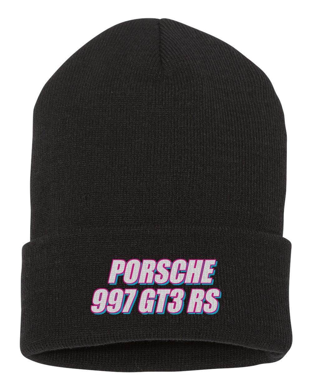 Porsche 997 Gt3 Rs black beanie front view with car name
