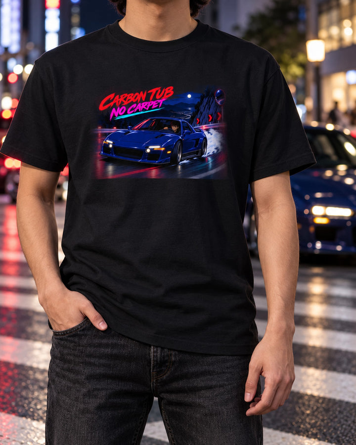 Alfa Romeo 4C Cel-Shaded Anime Touge Shirt, Carbon Tub T-Shirt Black worn hero