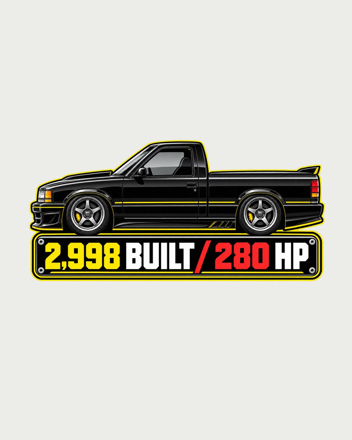 GMC Syclone 1991 Spec Sheet Data Plate Shirt, 280 HP Car Guy Tee design only