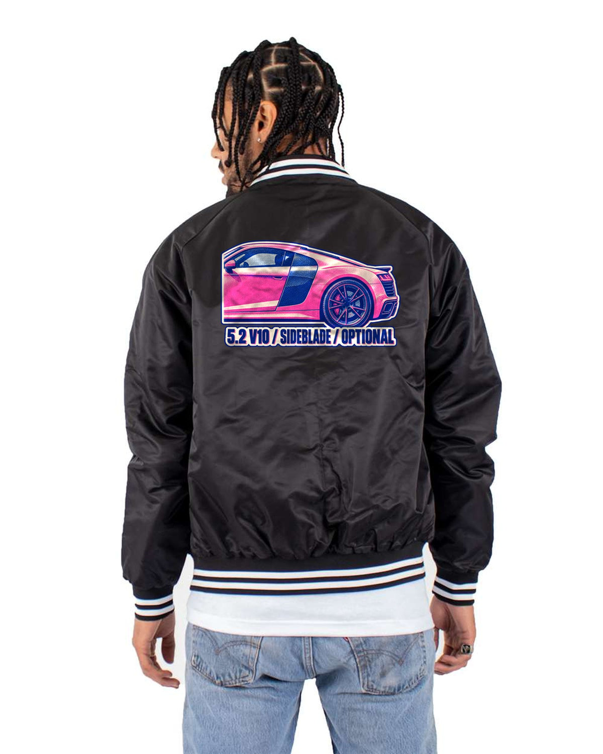 Audi R8 4S 5.2 V10 Sideblade Risograph Two-Ink Shirt Bomber Jacket Black back