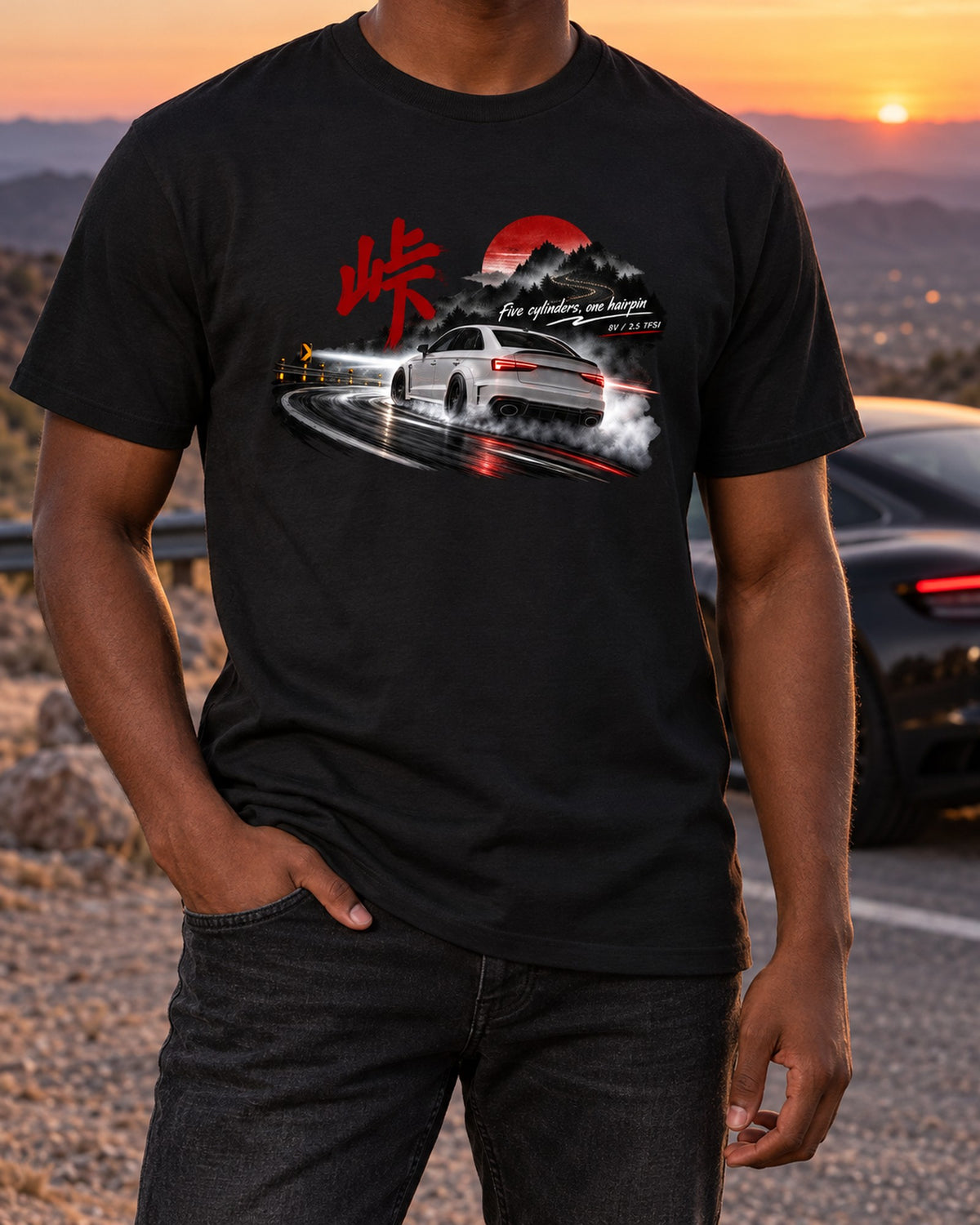 Audi RS3 8V Sedan Touge Night print Shirt, Car Guy T-Shirt Black worn hero