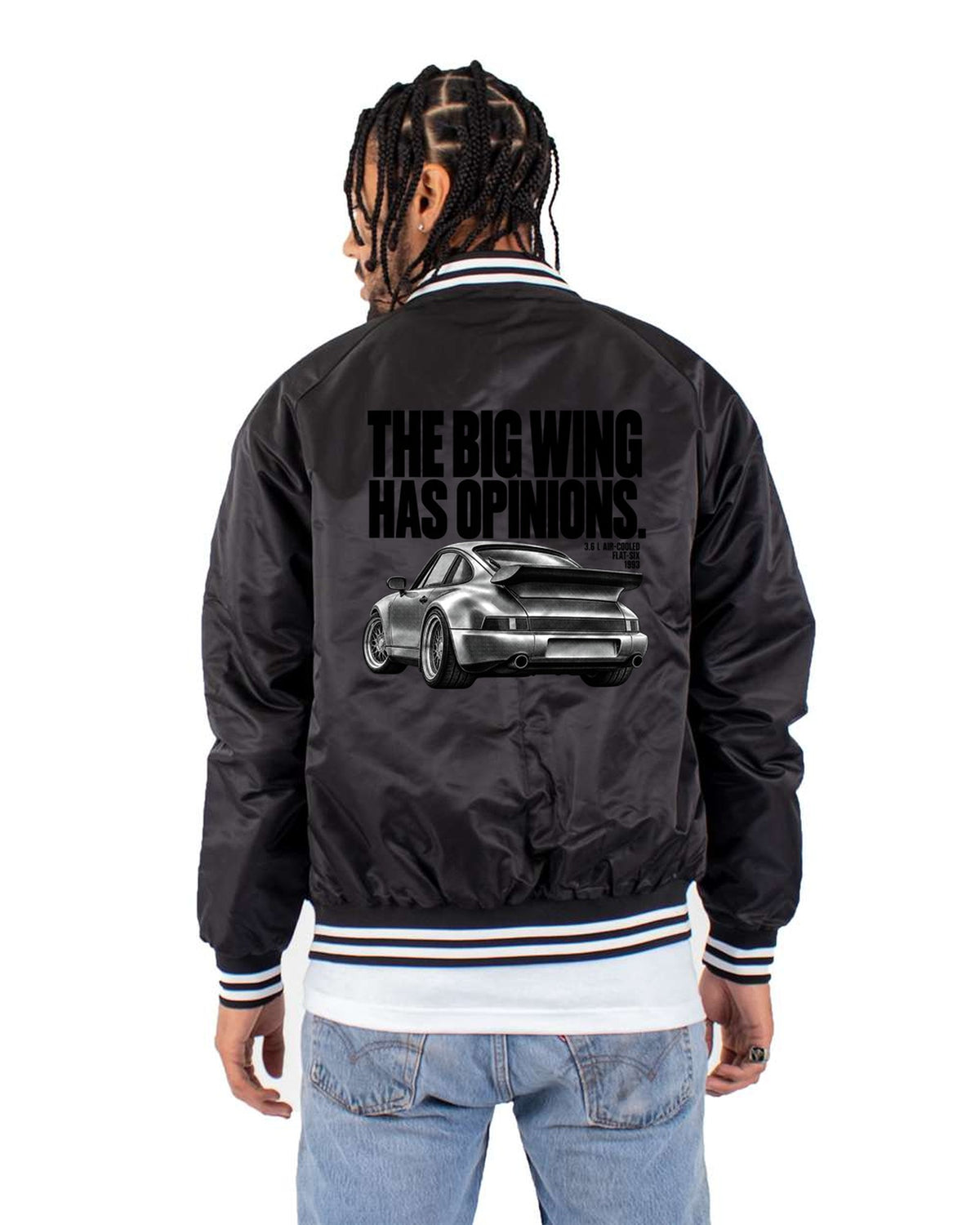 Porsche 911 Turbo 3.6 964 Whale Tail Halftone Shirt Bomber Jacket Black back