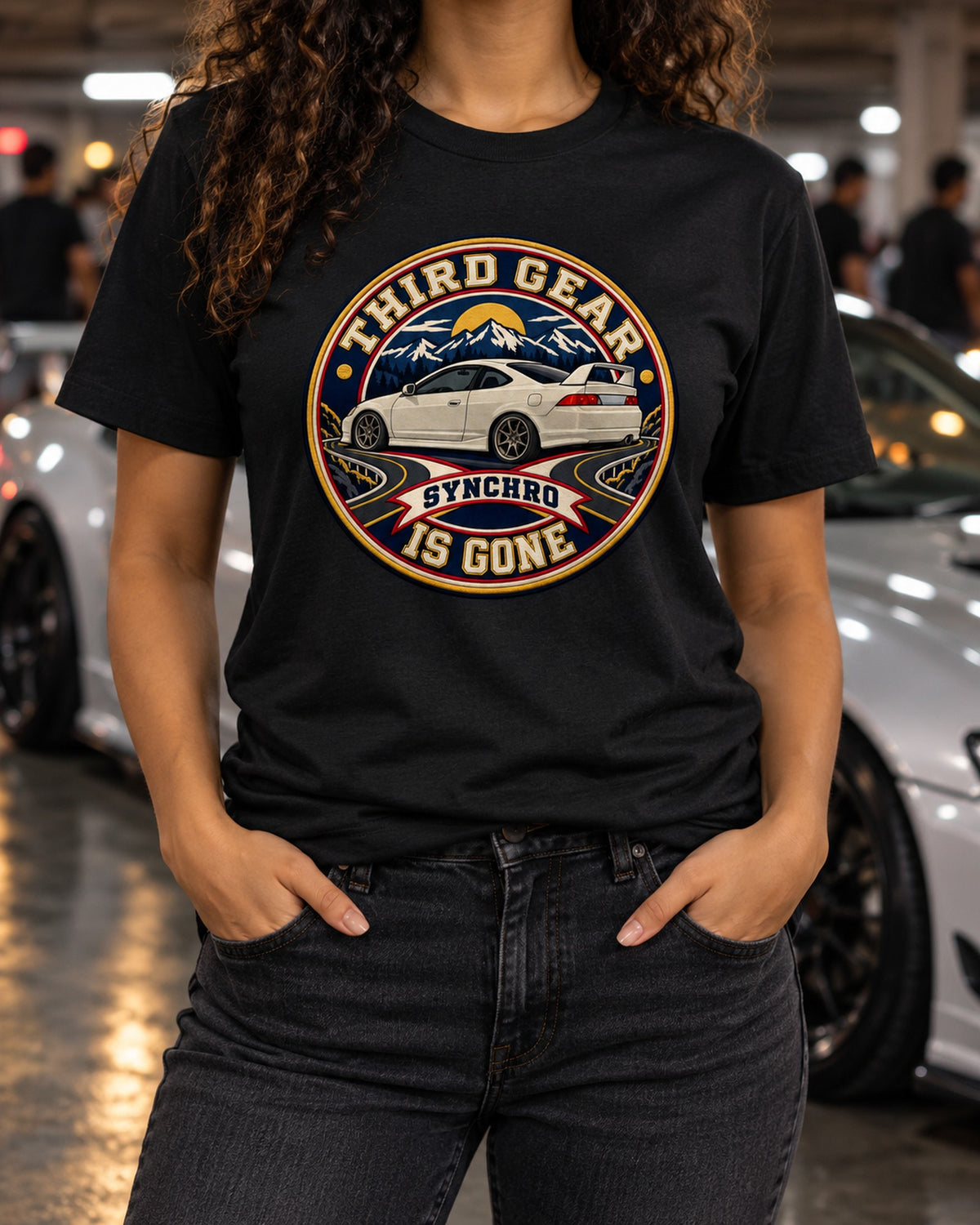 Honda Integra DC5 Embroidery Patch Style Shirt, Third Gear Joke T-Shirt Black worn hero