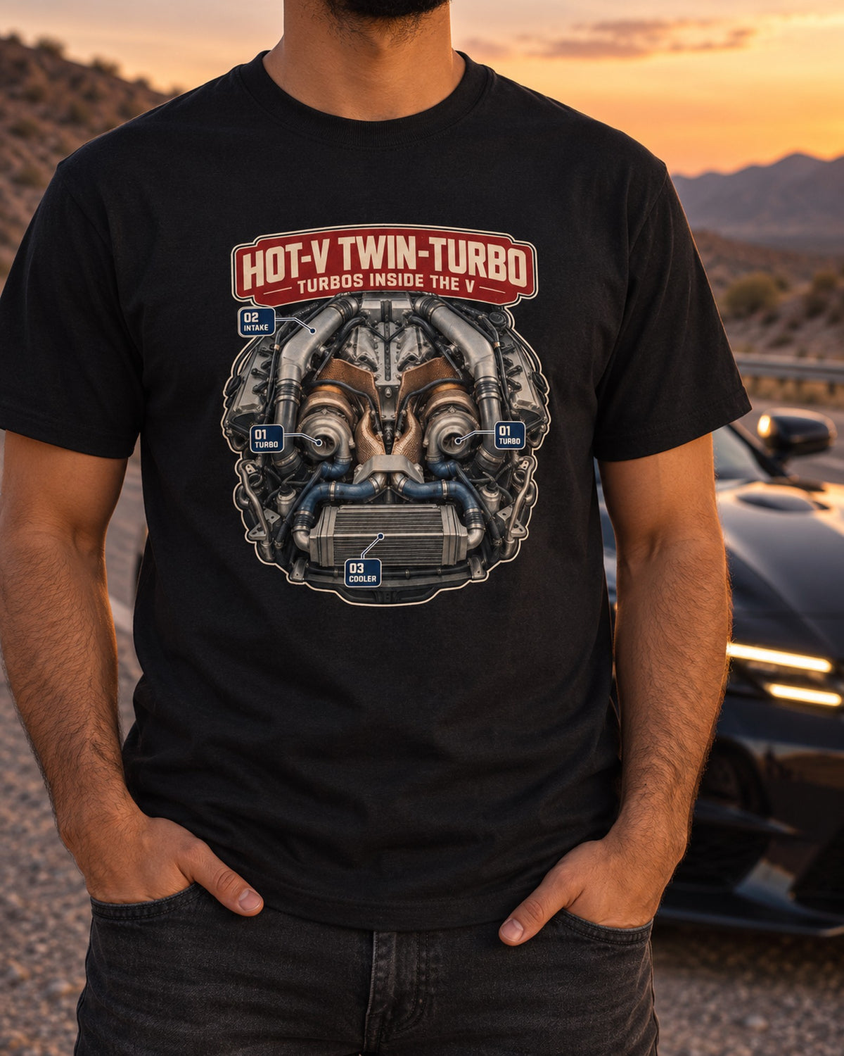 Audi RS6 Avant C8 Hot-V Twin-Turbo Engine Poster Shirt T-Shirt Black worn hero