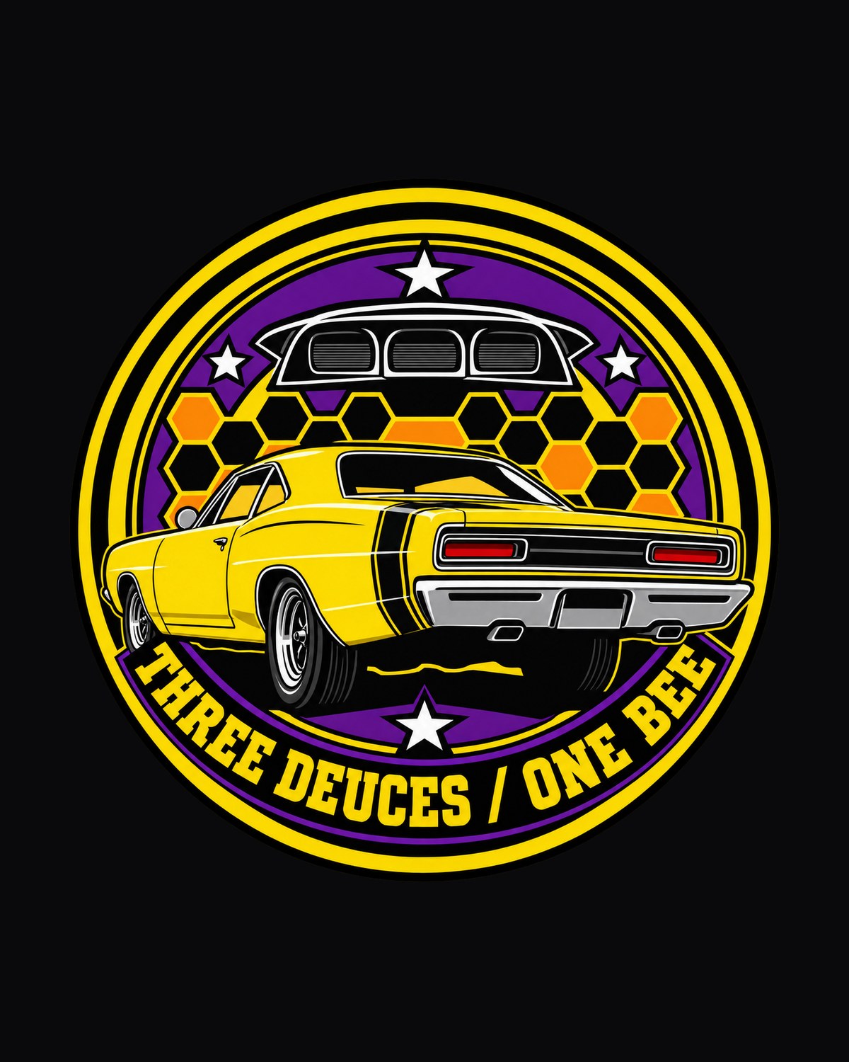 Dodge Coronet Super Bee Round Crest Shirt, Three Deuces design only