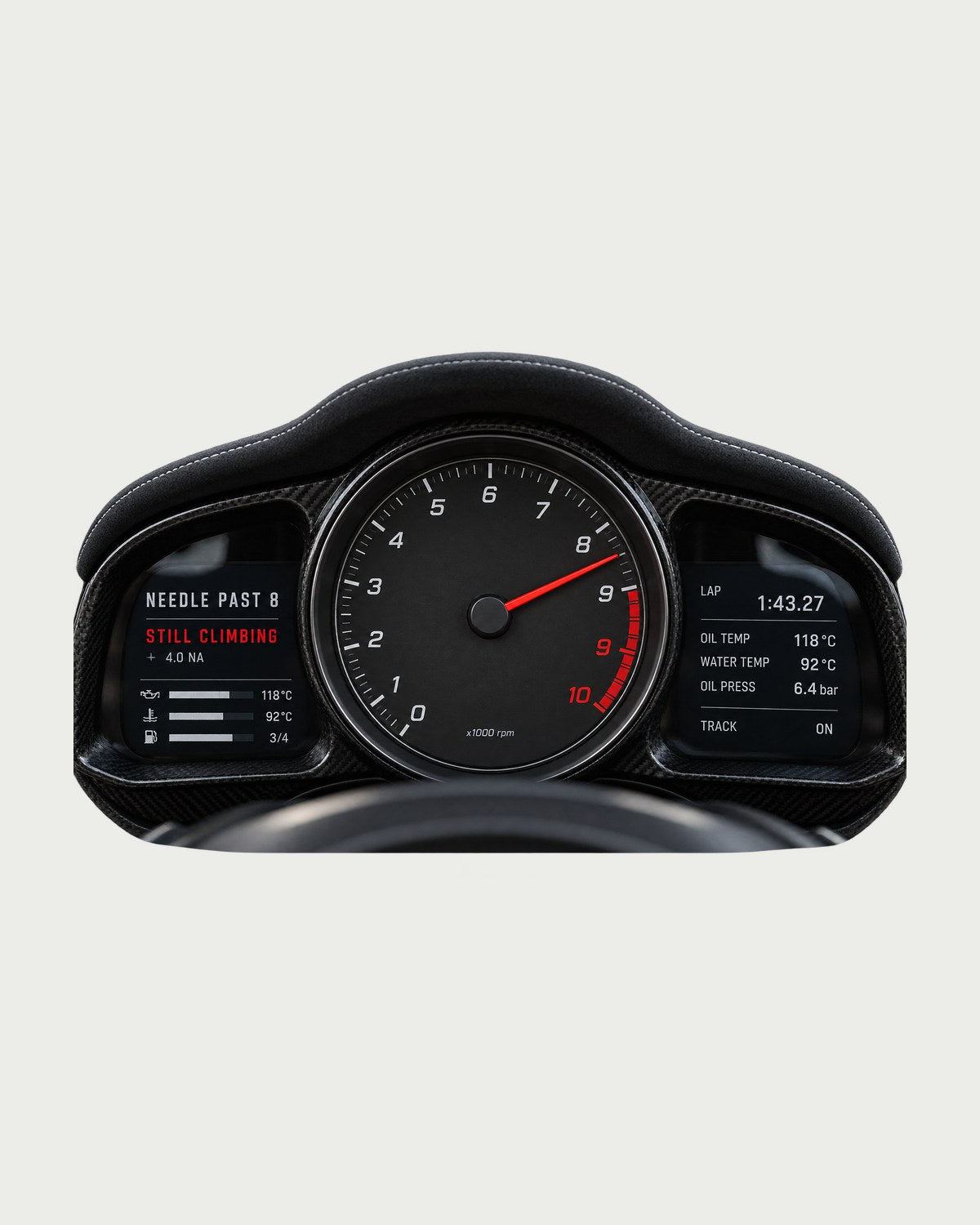 Porsche 992 GT3 RS Gauge Shirt, Needle Past 8 Cockpit Print design only