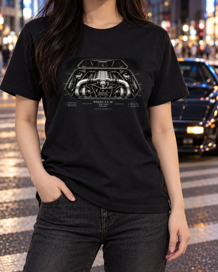 Lotus Esprit V8 1996 Type 918 Twin Turbo Midship Engine Tee T-Shirt Black worn hero