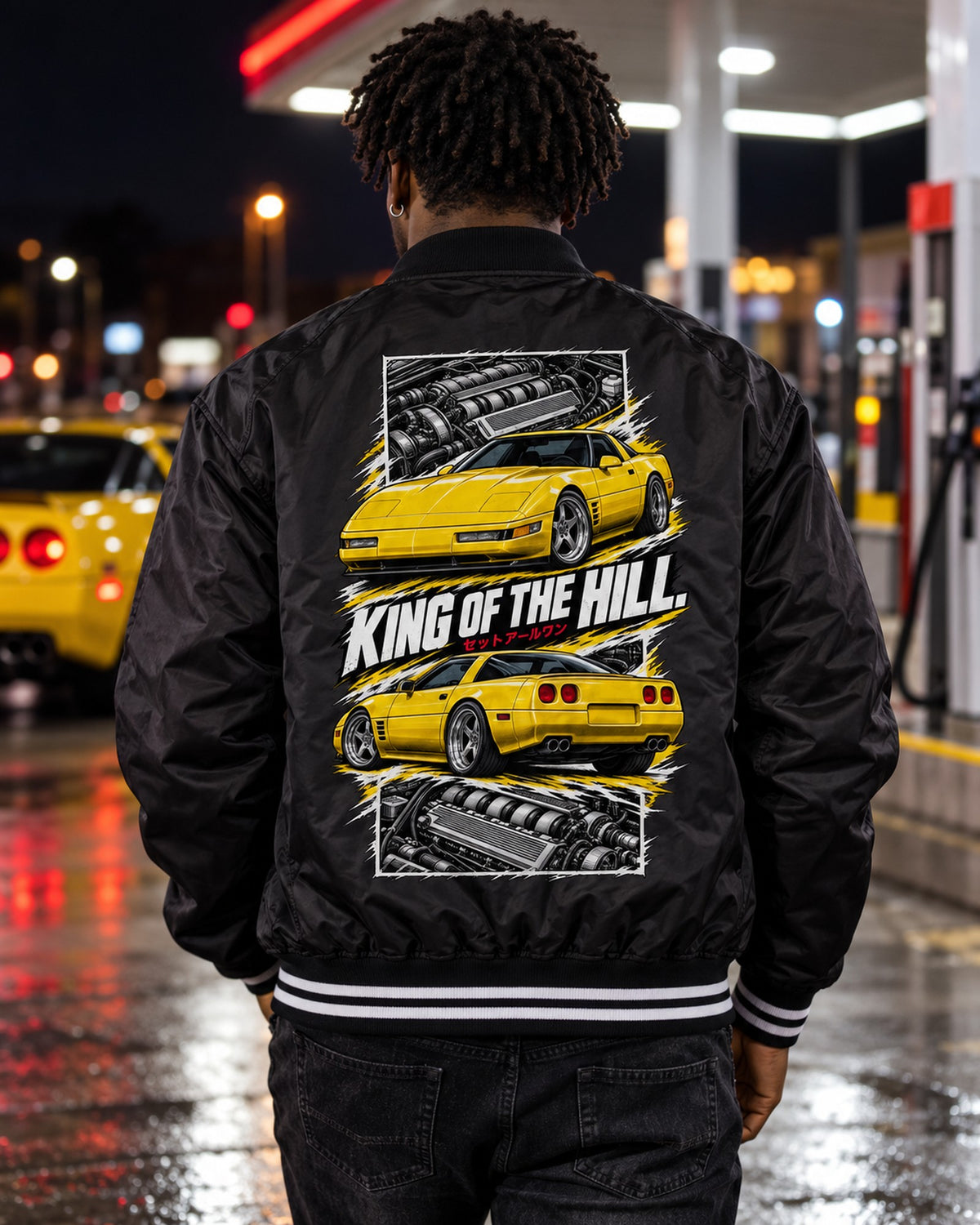 Corvette C4 Zr-1 Torn Poster Full-Back Graphic Tee Bomber Jacket Black worn hero