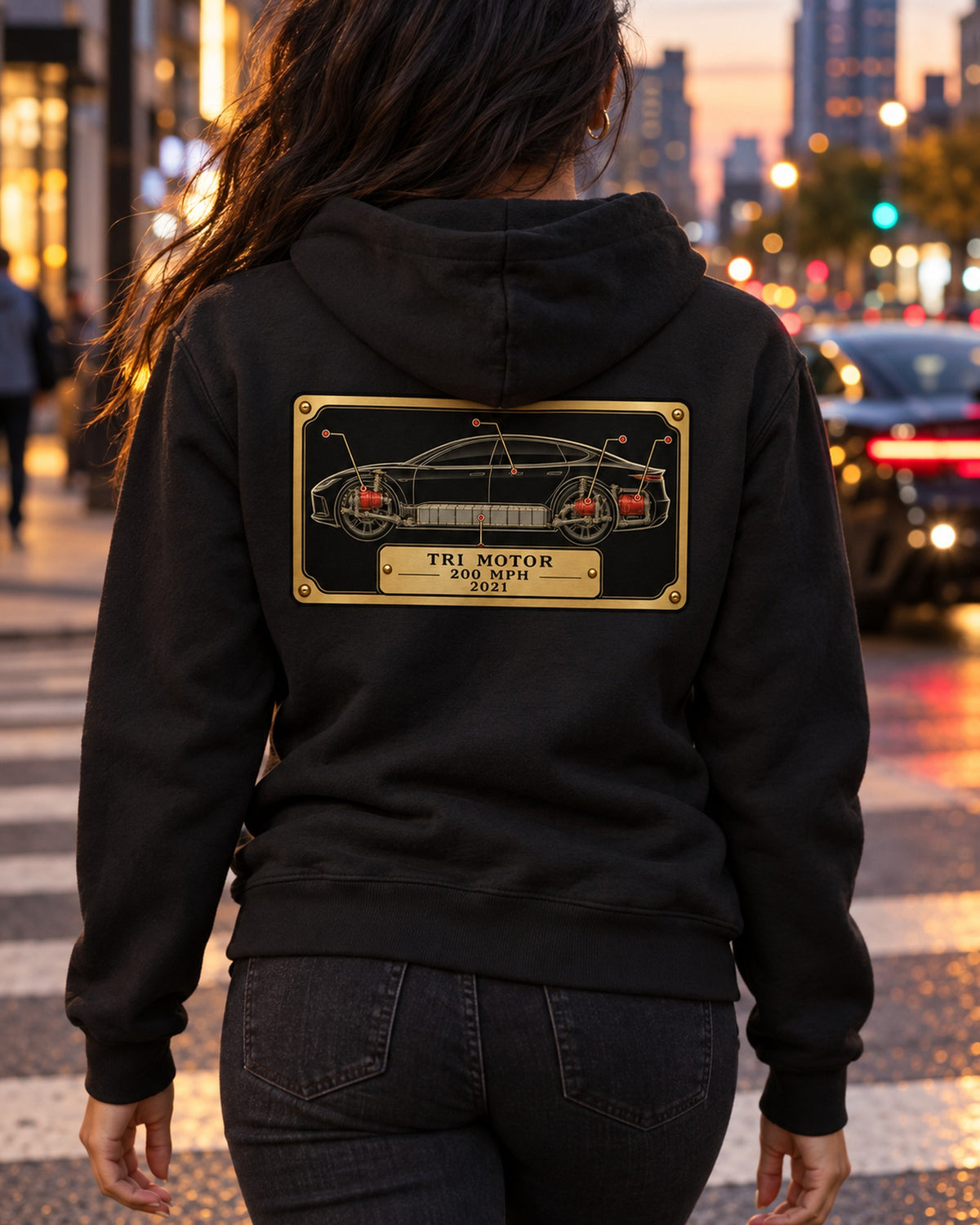 Tesla Model S Plaid Spec Sheet Data Plate Shirt, Car Guy Gift Zip Hoodie Black worn hero