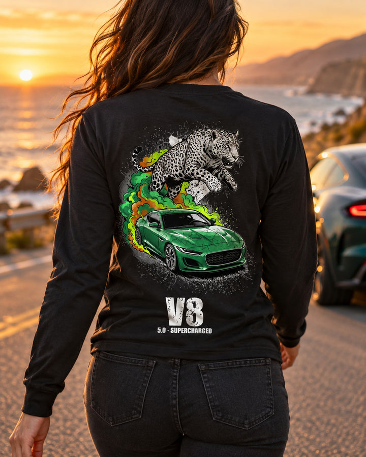 Jaguar F-Type Leaper Long Sleeve T-Shirt worn hero