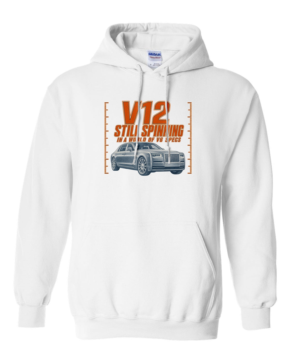 Halftone print of a silver Mercedes-Maybach S680 Z223 front three-quarter white pull over hoodie front view with the design