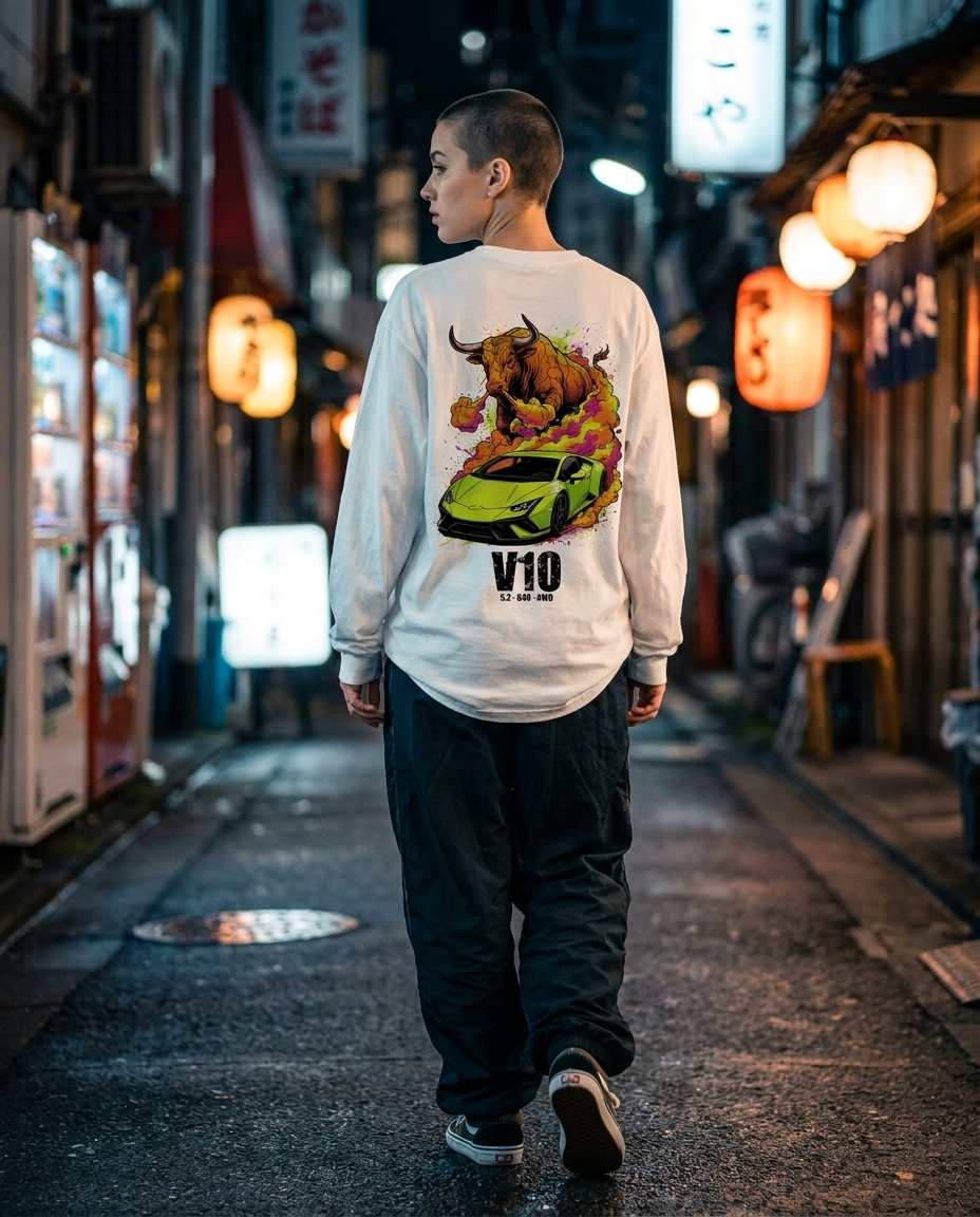 White Long-Sleeve Tee street