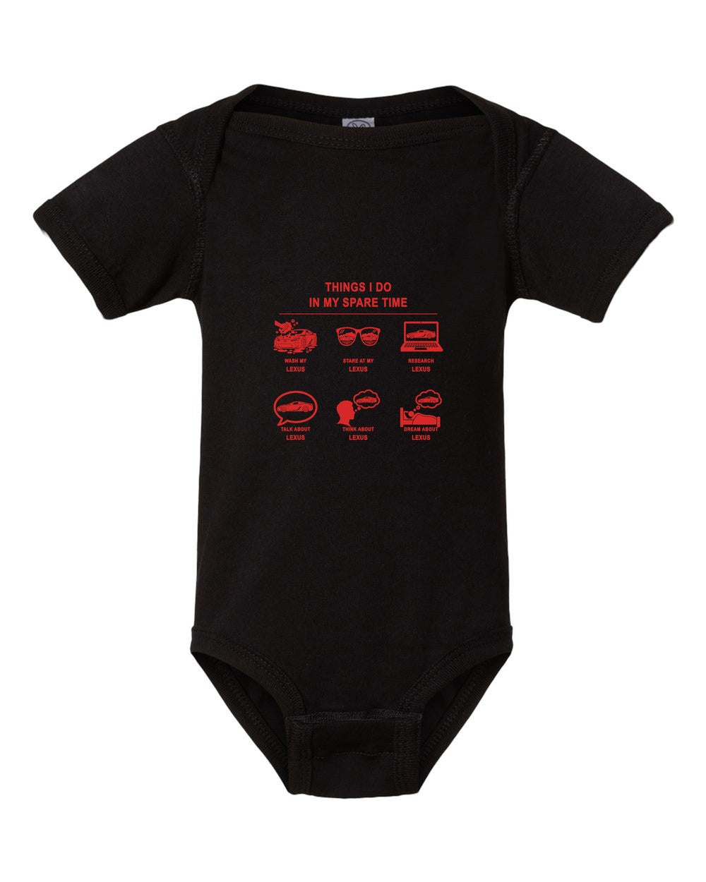 Lexus Things I Do Baby Onesie Black front