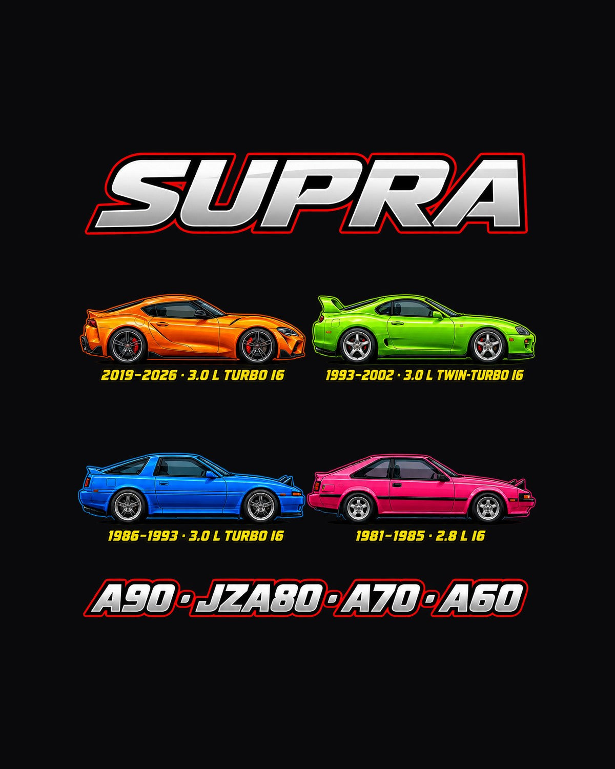 Toyota Supra Evolution Poster Full-Back Graphic Tee design only