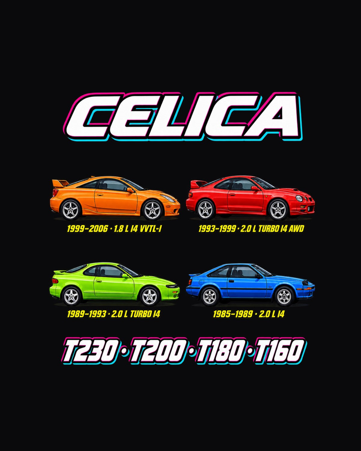 Toyota Celica Evolution Poster Full-Back Graphic Tee design only