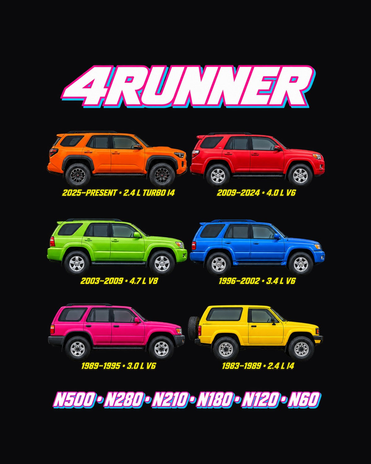 Toyota 4runner Evolution Poster Full-Back Graphic Tee design only