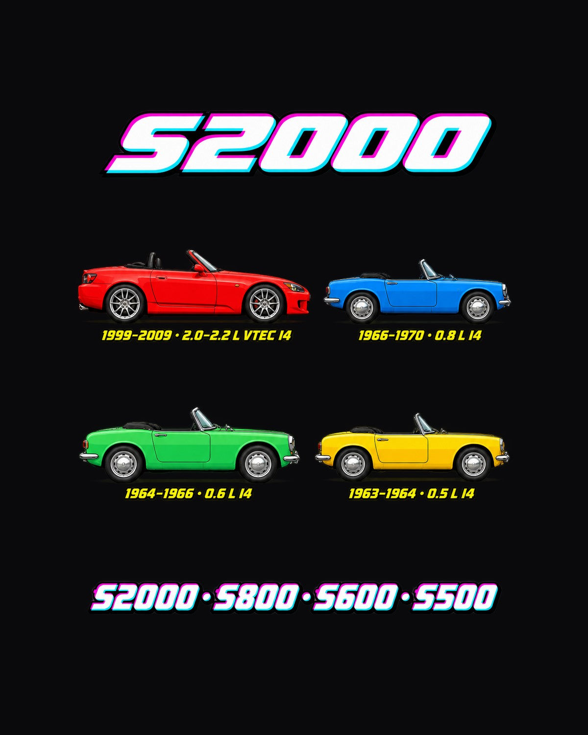 Honda S2000 Evolution Poster Full-Back Graphic Tee design only