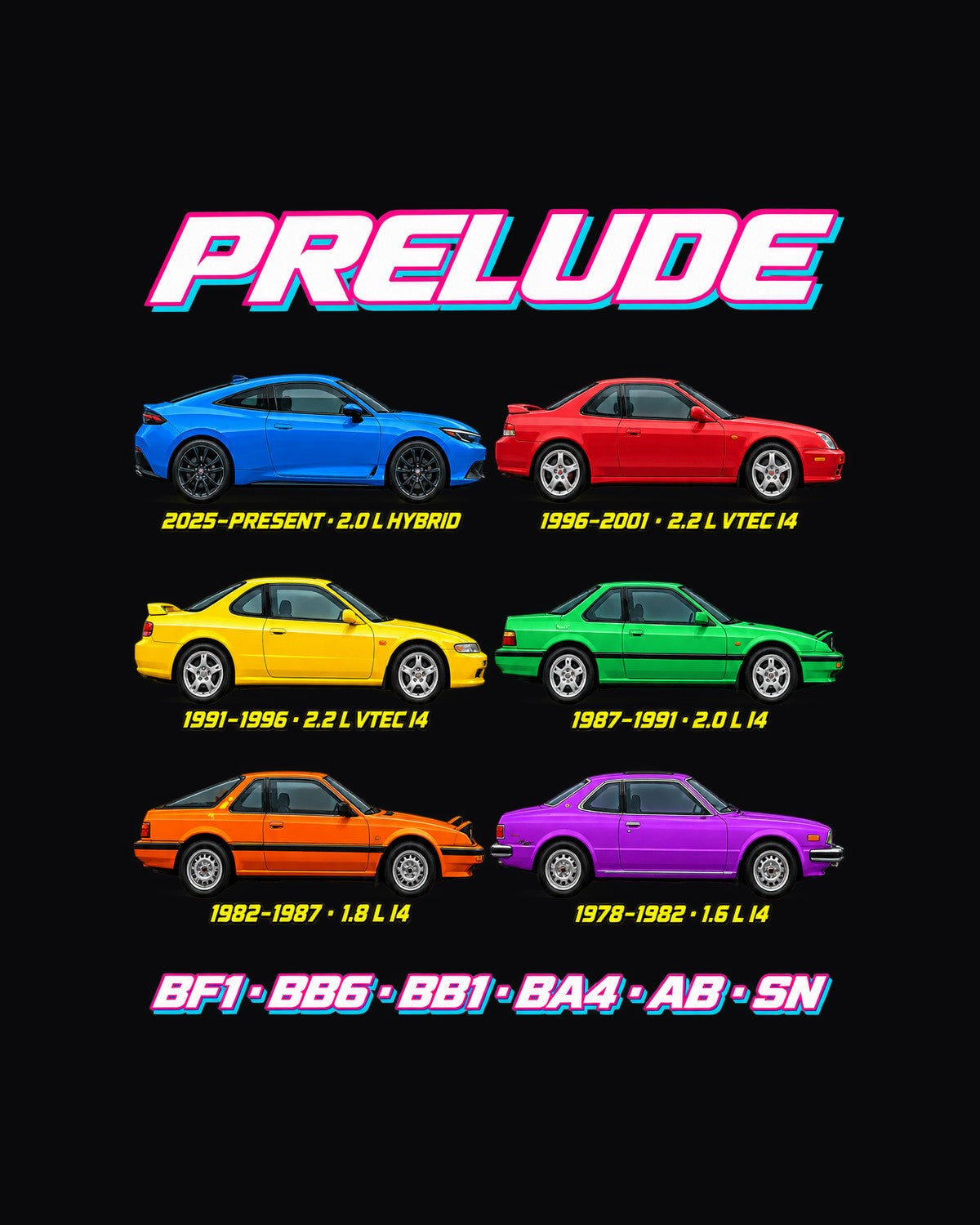 Honda Prelude Evolution Poster Full-Back Graphic Tee design only