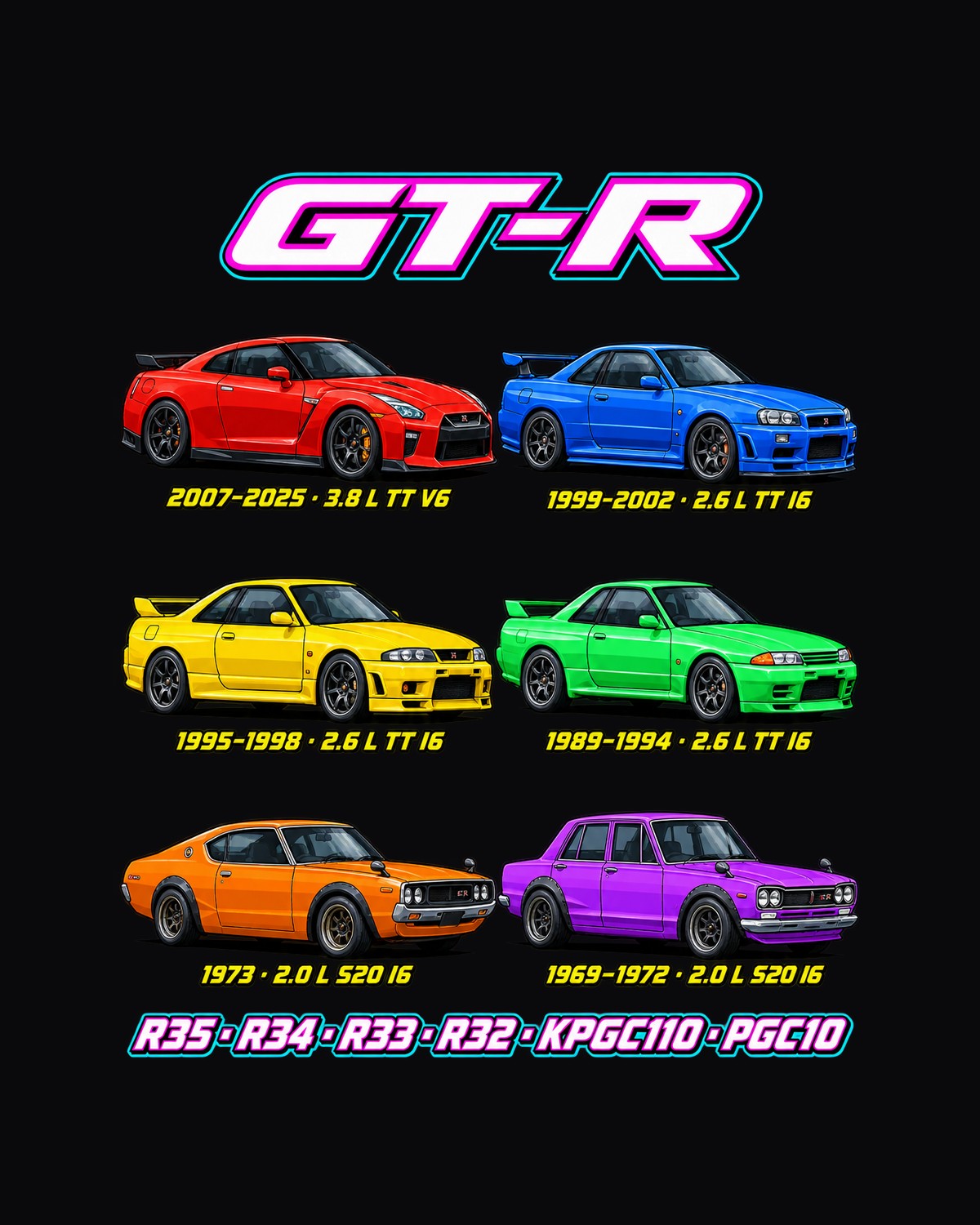 Nissan Skyline GT-R Evolution Poster Full-Back Graphic Tee design only