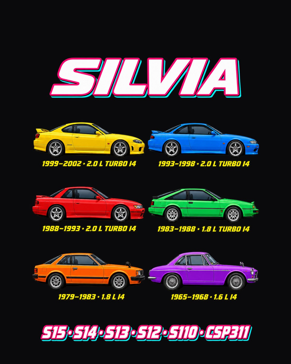 Nissan Silvia Evolution Poster Full-Back Graphic Tee design only