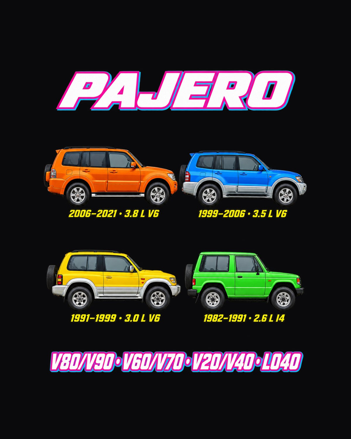 Mitsubishi Pajero Evolution Poster Full-Back Graphic Tee design only