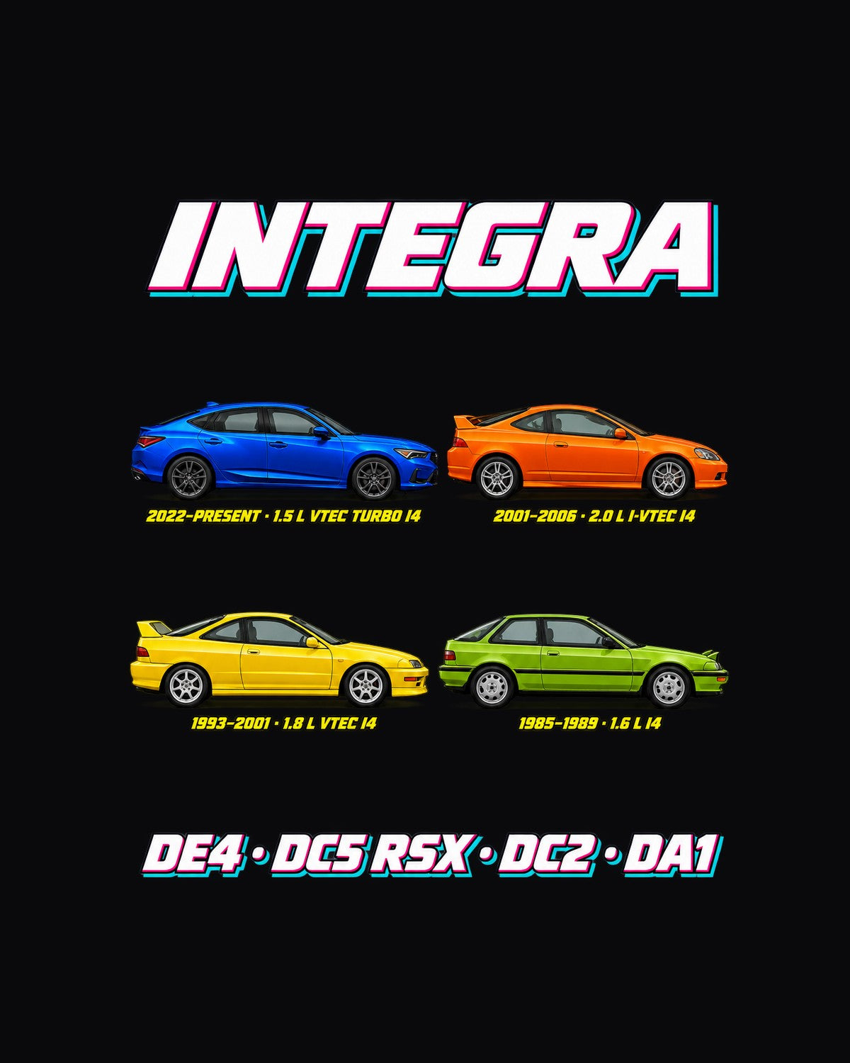 Acura Integra Evolution Poster Full-Back Graphic Tee design only