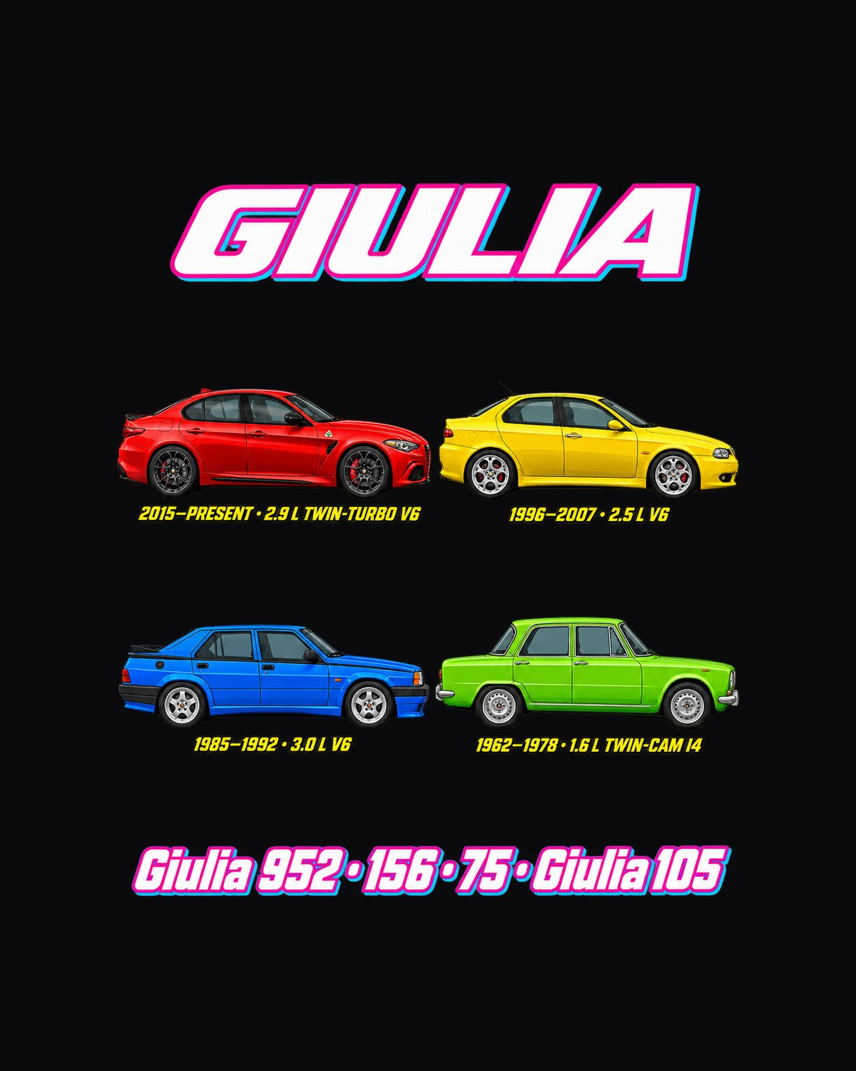 Alfa Giulia Evolution Poster Full-Back Graphic Tee design only