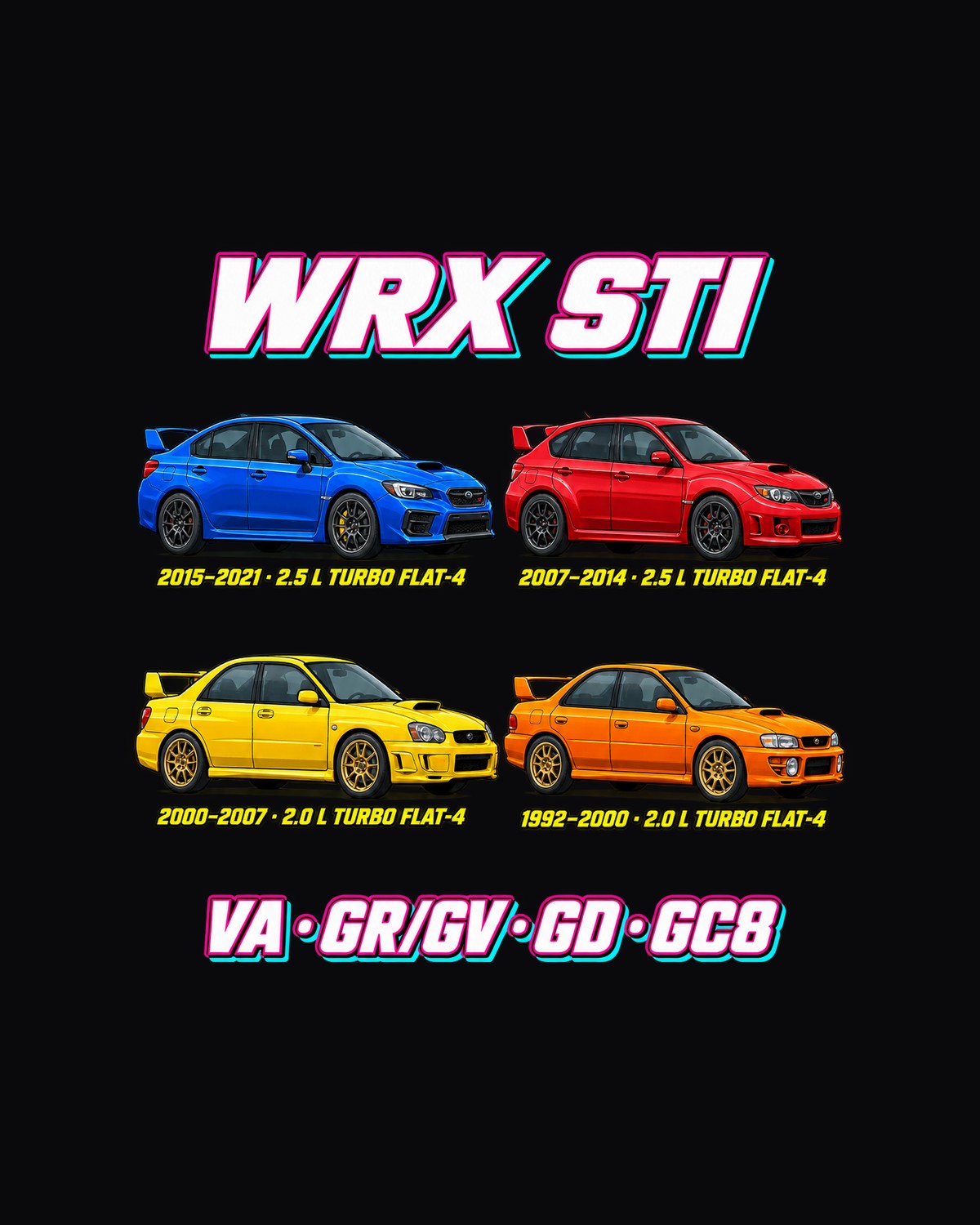 Subaru WRX STI Evolution Poster Full-Back Graphic Tee design only